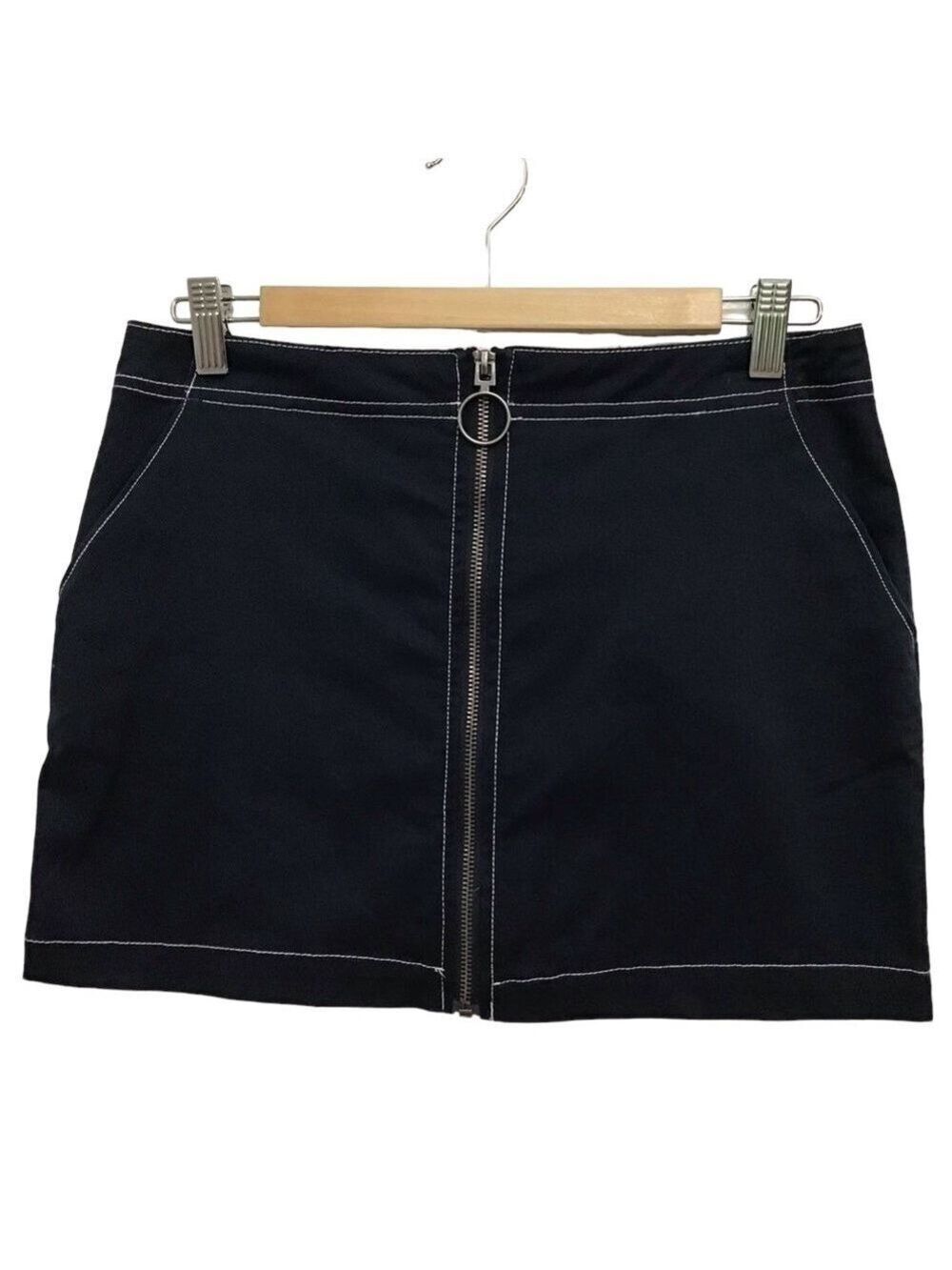 Volcom Cotton Mini Skirt Skater Navy Blue Cotton Pockets On The Side Size 4/6